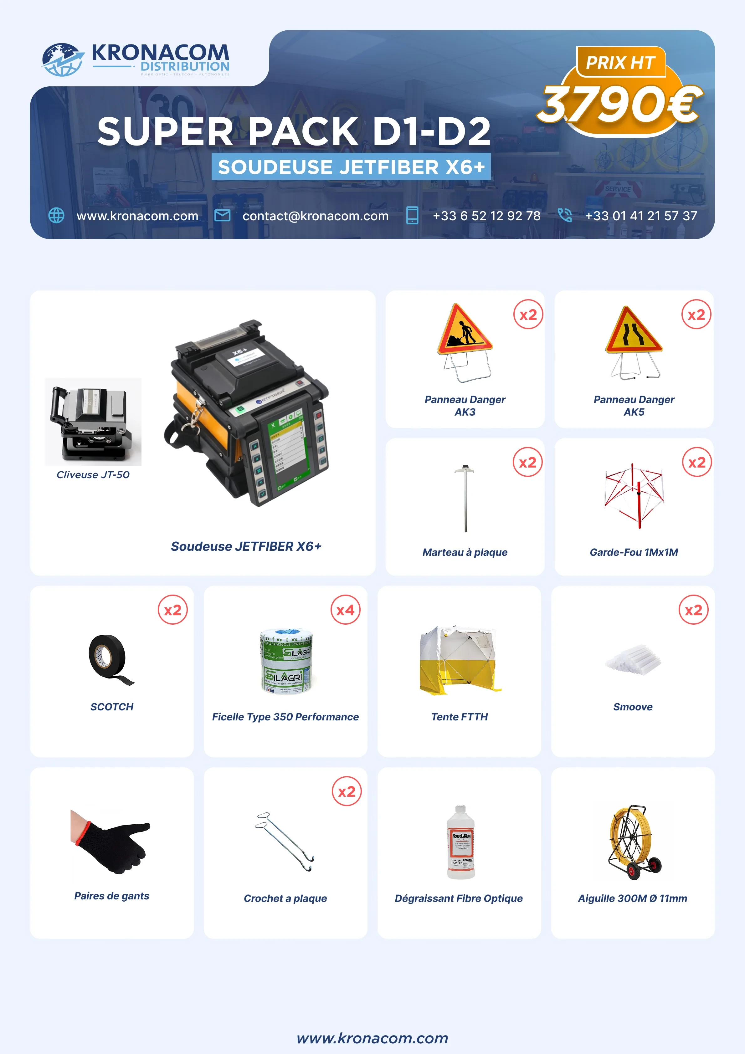 Super Pack D1-D2 avec Soudeuse JETFIBER X6+
